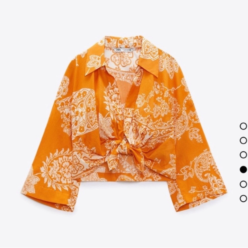 Zara Burnt Orange Front Knot Crop Top